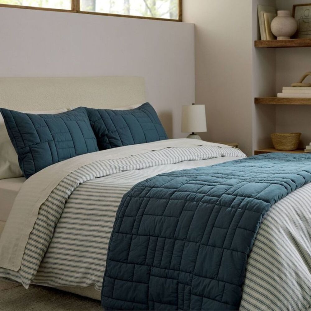 Parachute - Standard Cozy Block Quilted Sham Set Cove - Parach Blue - Picture 4 of 4
